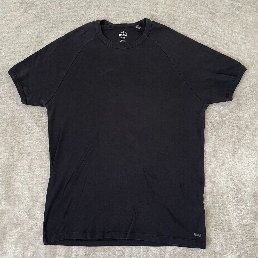 Mavi‎ Jeans Fitted Crew Neck T Shirt Men XL Black Cotton Designer SS NWOT